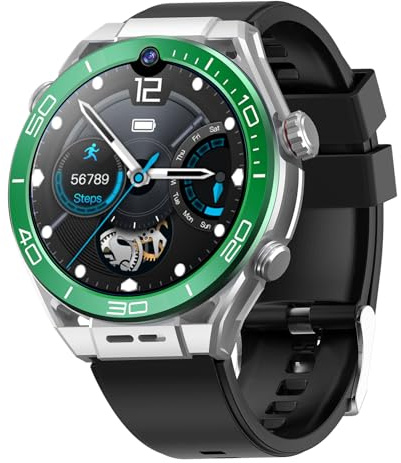 Orologio intelligente da uomo con scheda SIM 4G con doppia fotocamera HD per videochiamate, grande schermo, batteria lunga durata, alta memorizzazione, ideale per comunicazione e monitoraggio