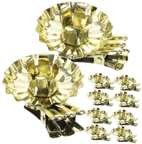 ZUNOXAZ 10 Pezzi Clip Portacandele in Metallo Oro per Albero Natale Supporto Stabile per Candele Bastoncino Decorazione Natalizia e Antiribaltamento per Feste e