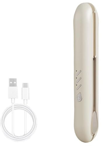 Glätteisen Kabellos, Tragbares Akku Haarglätter mit 3 Einstellbare Temperaturen 2 In 1 Mini, Hair Straightener mit Type-C für Alle Haartypen, Schnelles Aufheizen (Beige)