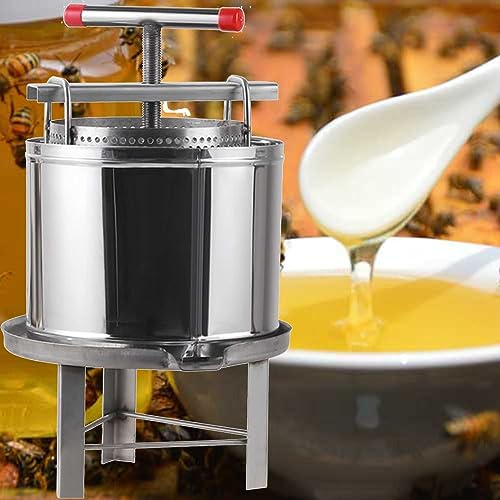 Pressa manuale per miele e frutta, in acciaio inox, con manico a forma di T, per apicoltura e vinificazione efficienti