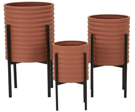Lot de 3 Cache-Pots sur Pied Milly 56cm Brique