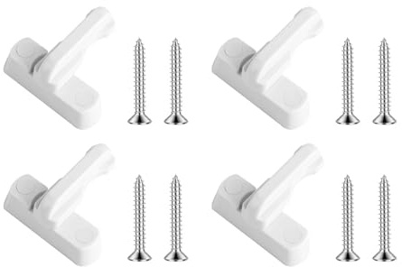 4 Pièces Verrou de Fenêtre Blanc, Sécurité et Antivol, Bloque-Fenêtre en Forme T pour Portes et Fenêtres PVC/UPVC, Dispositif de Verrouillage Supplémentaire sans Perçage pour la Sécurité de la Maison