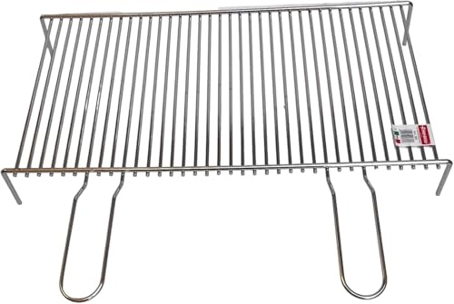 Graticola in filo di acciaio cromato, pesante, per camino barbecue campeggio, made in Italy (80x40 cm)