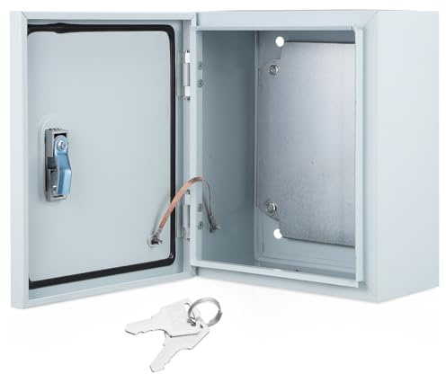 Gatuida Electric Junction Box Waterproof Wall-Mounted Lockable Box Outdoor | Master Plug Weatherproof Outsite Electrical Connection Box Metal Electronic Junction Controller Box for Home Circuit Safety