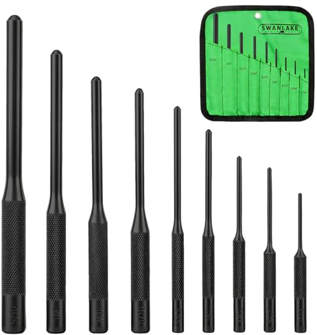 SWANLAKE 9-Pieces Roll Pin Punch Set, Removing Repair Tool with Holder for Automotive, Watch Repair,Jewelry and Craft