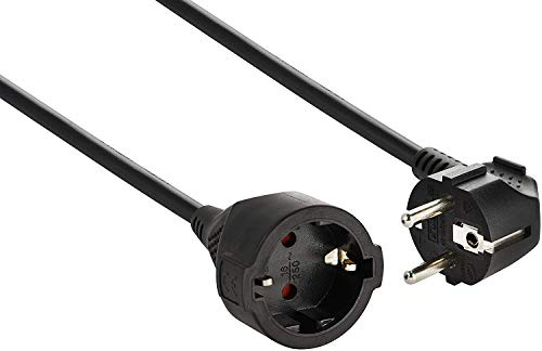 Electraline 01692 Schutzkontakt 3 m Kabel-weiß-Kunststoffleitung-IP20 Innenbereich/Verlängerungskabel mit Kindersicherung/Schuko-Verlängerung, schwarz