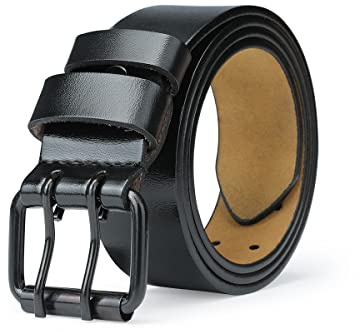 TEAMMAO Gürtel Herren Ledergürtel Doppel Prong Gürtel 110CM-180CM Normal Große Größe Beiläufig Herrengürtel 3,8CM Breit Arbeitsgürtel Jeansgürtel.(Schwarz,Bundweite 160-165cm (Gesamtlänge 180cm))