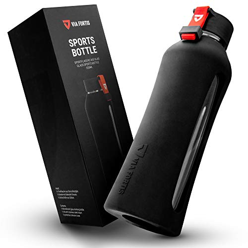 VIA FORTIS® Bottiglia in vetro con custodia in silicone di alta qualità