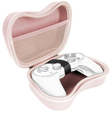 Linkidea Étui de voyage rigide compatible avec 8BitDo Pro 2, Ultimate et manette sans fil Dual Sense 2,4 G, sac de transport de protection de jeu (rose)