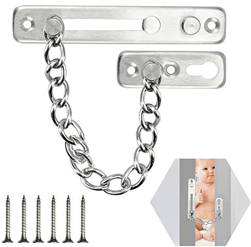 RMENOOR Tür Sicherheitskette Edelstahl Türkette Sicherheitsschloss Abschließbar Türsicherung Kettenschloss Türkettenschloss mit Schrauben Türsicherheitskette für Hotel Familie Innentüren Fenster