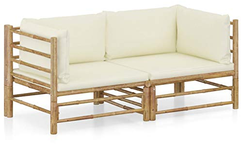 Festnight Balkonmöbel Rattan Gartenbank 2 Sitzer Gartensofa Lounge Sofa Bambus Balkon Sofa Sitzbank Outdoor Garten Couch Gartenmöbel Set Loungemöbel Balkonsofa Ecksofas