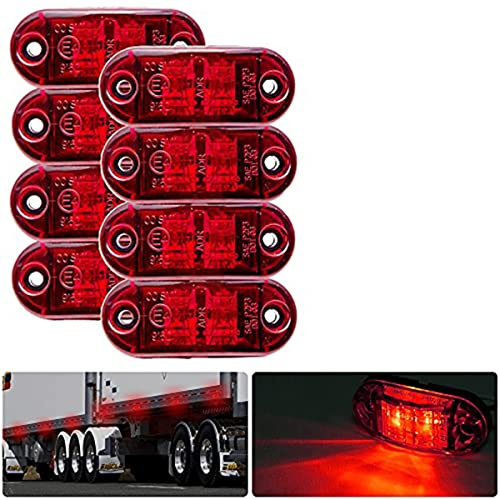 Jutta 4/8/12-teiliges Set Seitenmarkierungsleuchten, 12/24 V IP65 Rote LED-Seitenmarkierungslampe Universal für LKW, Anhänger, Van, Wohnwagen, Auto, Bus, Boot (8)