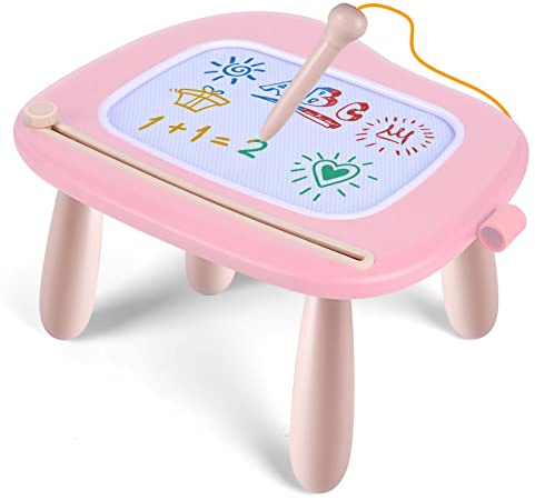 Smasiagon Kinderspielzeug ab 1 Jahr, Magnetische Maltafel Zaubertafel Bunt Zeichentafel Magnettafel mit 4 Beine für Kinder Geschenk für 1 2 3 Jahre Mädchen Junge Spielzeug (Pink)