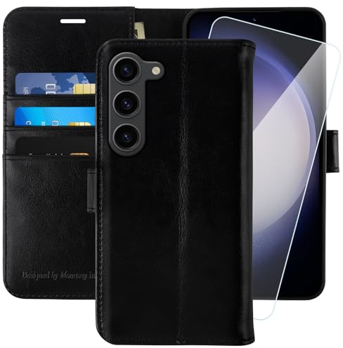MONASAY Wallet Case for Samsung S23+Plus with 3 Card Holders | With a Kickstand, RFID Blocking, 6.6 feet of shock absorption, PU Leather, Strong Magnetic Closure, Fits 6.6 inch ONLY