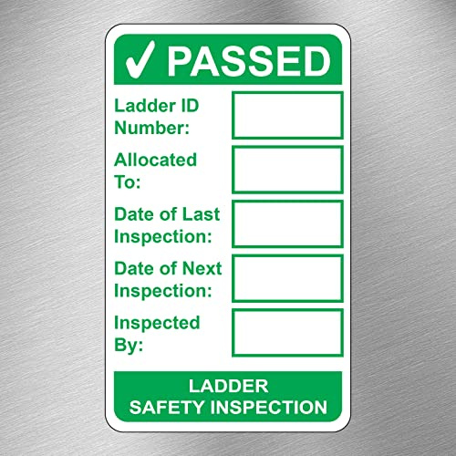 24 Ladder Safety Inspection self Adhesive Vinyl Stickers - 79mm x 48mm Green (24 Pack)