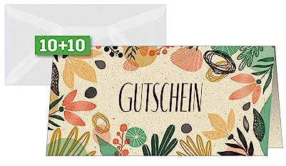 Sigel Gutscheinkarten Colorful Plants DIN lang 10 Stück Graspapier