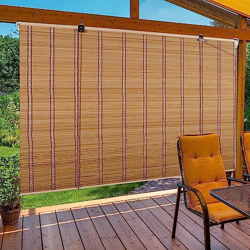 WAYRGN Estor de bambú retro, estor de bambú, para exteriores, resistente a la intemperie, protección visual y protección solar, para puertas y ventanas, 100 x 180 cm (ancho x alto)
