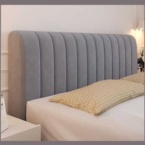 AYUOEODM Kopfteilbezug Bett Kopfteil Bezug/Überzug,Weicher Strecken Samtstoff,gepolsterte Bettkopfteil Hussen Dehnbar Waschbar All-Inclusive Staubdichte Schutzhülle (Color : Dark Gray, Size : 200cm)