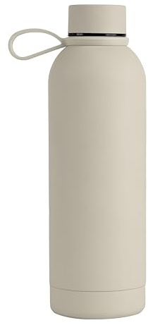 Memotak Borraccia Bottle Soft Touch 500 ml PERSONALIZZABILE -STAMPA UV O LASER Bottiglia isolata a tenuta stagna per Sport, Bambino, Bambina | 24 ore freddo & 12 ore caldo (Avorio uv)