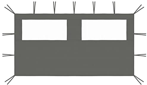 TANZEM Pavillon-Seitenwand mit Fenstern, Anthrazit, 4x2 m, Party, Seitenwand