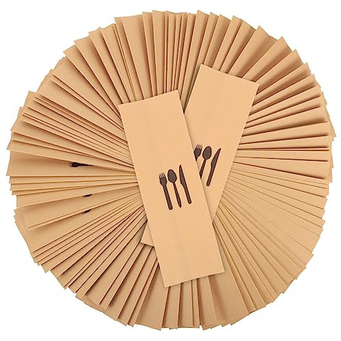 Milisten 100St Besteckset aus Kraftpapier cutlery organizer besteckorganizer Besteckbeutel Besteckhülle Essstäbchen Hochzeitsdekoration Messergabelabdeckung Geschirrtasche