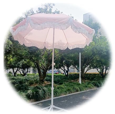 Zhixubah Sonnenschirm Strand 200cm Strandschirm Pink Neigbar Gartenschirm Tragbarer Marktschirm Tischschirm Mit Fransen Partyschirm Sonnenschutz Balkonschirm Hawaiischirm Für Strand Garten Outdoor