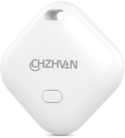 CHZHVAN Key Finder, Wallet Tracker Works with Apple Find My (iOS only), Replaceable Battery, Water-Resistant, Bluetooth Item Finder for Bags, Luggage, Pets & Backpack, 1 Pack White