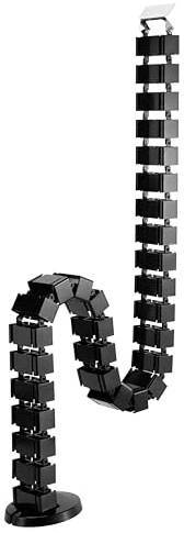 Eigentlich Kabelkette Kabelmanagement vertikal schwarz 128,5x10,5x13cm | Kabelführung Kabelspirale, 30 abnehmbare Kettenglieder, inkl. Basisplatte mit Eisenblock, für höhenverstellbare Schreibtische
