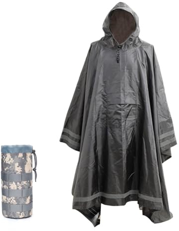 Nomadnia Plus Size Rain Poncho with Hood and Reflective Stripes, Big and Tall Rain Poncho, Ideal as Rain Ponchos for Adults Plus Size, Extra Large Poncho for Outdoor Activities, Grey