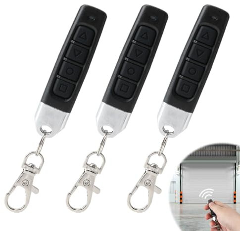 3 Pcs 433MHz Copy Remote Opener, 4 in 1 Remote Control Duplicator, Universal Garage Door Controller, Wireless Cloning Key Fob, for Electric Gate Car Alarm Doors Home Store Roller Shutters