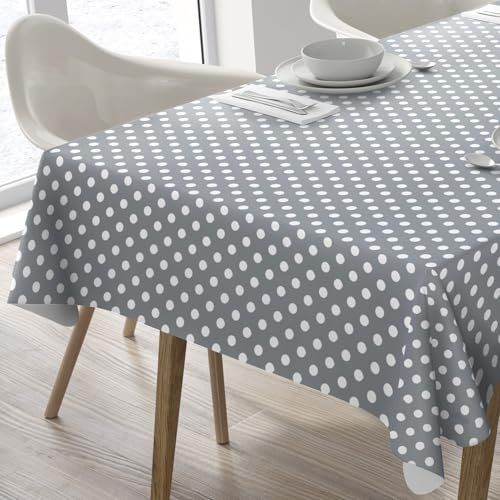 Home Direct Wipe Clean Table Cloth Oilcloth PVC Tablecloth Table Cover Protector Polka Dot 100cm x 140cm 39x55 Grey Light