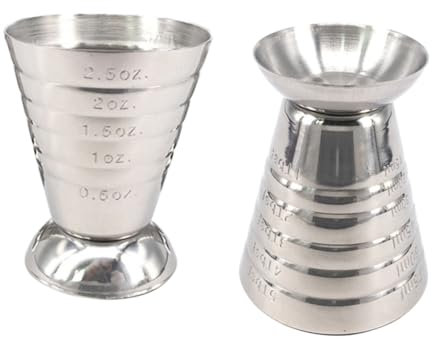 SHOWERORO Taza Medidora Vaso Medidor de Tragos de Acero Inoxidable y Externa Barra de Jigger 75 Ml Incrementos Uniformes 1 Pieza Adecuado para Cocteles y Cocina