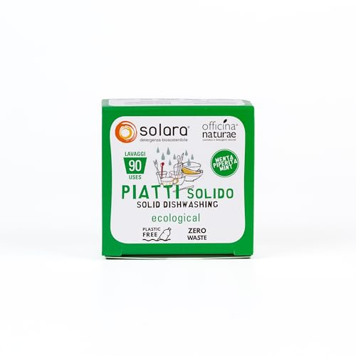 Officina Naturae | Solara Detersivo Piatti Solido Menta Piperita, Detersivo Concentrato, Sgrassaed Elimina Cattivi Odori, 80g