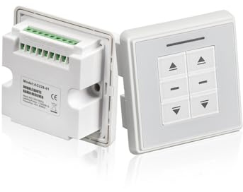 AC228-01 Crystal Style Double Routes Radio Receiver, AC to 24V Motor Switch Controller Electric Wall Switch Emitter for Roller Blinds/Shades Motor