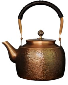 Handgefertigter Kupferkessel – 1700 ml Teekanne für den Herd, 1,5 mm dickes reines rotes Kupfer, großes gehämmertes Design, perfekt zum Kochen von Wasser und zum Aufbrühen von Tee