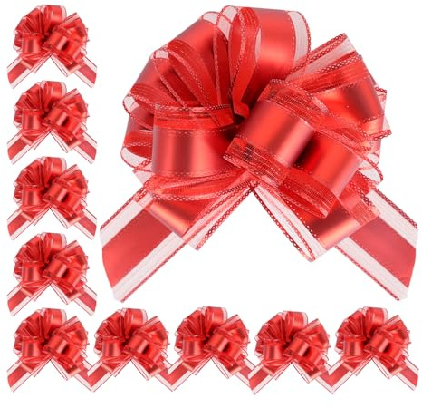 Chanumetal 10 Stück Geschenkschleife Große, Bunt Schleifen Deko, Durchmesser 16 cm, Große Schleife Matt Autoschleife für Hochzeit Geburtstag Weihnachten (Rot)
