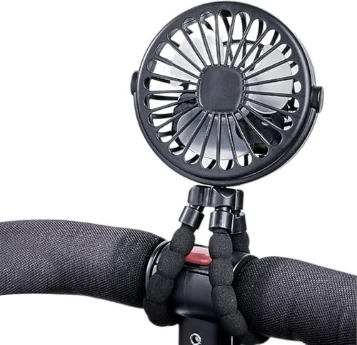 Genérico Ventilador Carrito Bebe | Ventilador Giratorio Con Clip Para Cochecito De Viaje Portátil | Ventiladors Recargable De Mano Con 3 Velocidades Viento Y Cabezal Giratorio 360° Del Trípode Fle