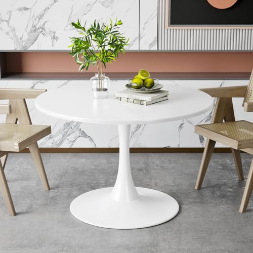TWSOUL Tavolo da pranzo rotondo 80 cm, tavolo da cucina, piccolo tavolo da pranzo con base a colonna, struttura in acciaio, per 2-4 persone, per sala da pranzo, soggiorno, ufficio, caffetteria, bar