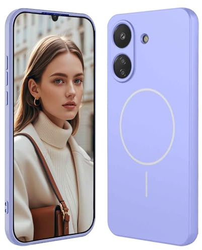 GOGME Funda De Silicona Líquida para Motorola Moto E13 con Carcasa Suave Y Shockproof Cover, Slim Case, Compatible con MagSafe - Púrpura