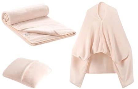 Combo Manta Almohada Franela Suave y Cálida Abrigo Poncho Convertible