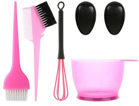 Set di 5 pennelli a doppia faccia per colorare i capelli senza sforzo per colorare i capelli, scodella con spazzole paraorecchie e applicatore per salone di bellezza, set di pennelli e ciotole