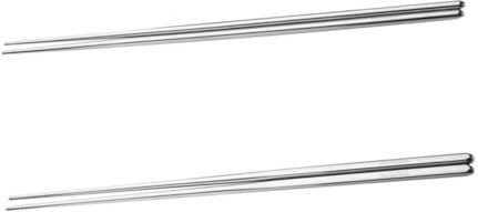 ERINGOGO 2 pares Palillos Chinos Largos Reutilizables de Acero Inoxidable Antideslizantes y Resistentes al Calor Diseño Cuadrado y Redondo para Cocinar Freír y Comer Fideos para Barbacoa y