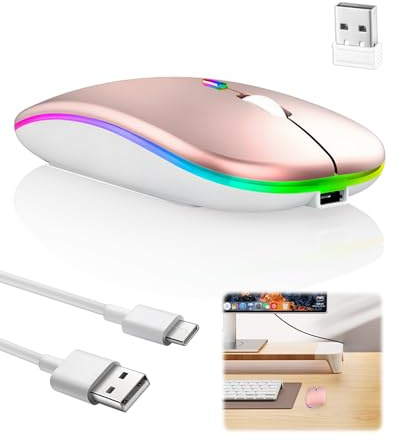 CVMGO Wireless Bluetooth Mouse, Rechargeable 2.4G Mouse for MacBook | Bluetooth 5.2 Rechargeable Mouse with USB-A Receivers, Quiet Click, 1600 DPI for Windows, Mac and iPad