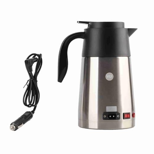 Wayfadacc Bouilloire de voiture 1300 ml Chauffage de voiture Tasse de voyage en acier inoxydable Tasse à café de voiture Chauffe-tasse à café 12 V pour voiture