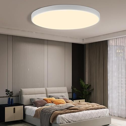Bellanny Deckenleuchte LED Deckenlampen 24W, Ø26cm 2400LM 3000K Küchenlampe Flach Rund, IP44 Wasserfest Badezimmer Lampe Decke | Modern Schlicht Badlampe für Wohnzimmer Schlafzimmer Keller Balkon Flur