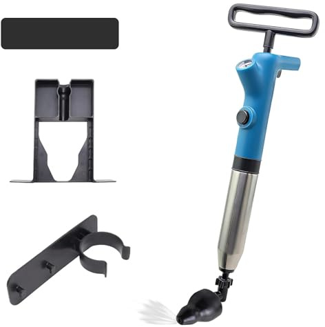 CHSEROK Rohrreinigungspumpe mit Manometer, Pressluft Rohrreiniger mit 2-Stufen-Drucksystem, Abflussreiniger Pumpe mit Adapter, Druckluft Rohrreiniger für Toilette und Abflussrohre