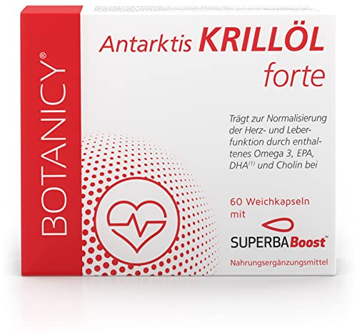 OLIO DI KRILL antartico forte - Per cuore e fegato - SuperbaBoost Omega 3 da Krill - Acidi grassi Omega 3 DHA ed EPA, Astaxantina e Colina - Alta Biodisponibilità (60 Capsule)