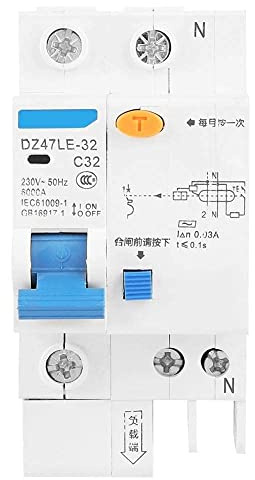 Disjoncteur Différentiel Disjoncteur Fi De Protection Contre Les Courants De Fuite 30 Ma 230 V DZ47LE-32 1P N C32 Pour Installation Électrique Résidentielle