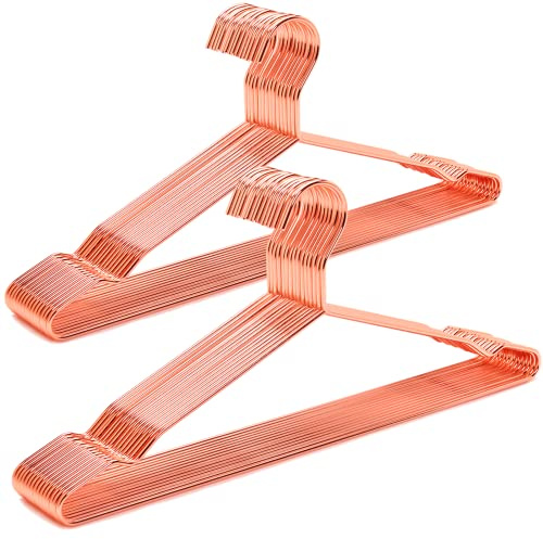 Amber Home 20 Pack 17 Rose Gold Strong Metal Hanger, Copper Clothes Hangers, Heavy Duty Coat Hangers, Standard Suit Hangers for Jacket, Shirt, Dress (Copper, 20)