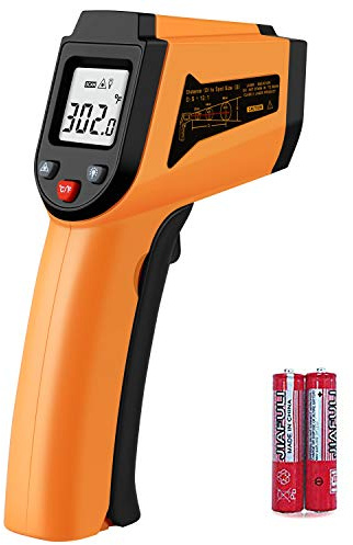 Laser Infrared Thermometer Non-Contact Digital Temperature Gun，-50°C to 400°C(-58°F to 752°F) IR Thermometer for Industrial,Kitchen Cooking,Ovens (Orange)